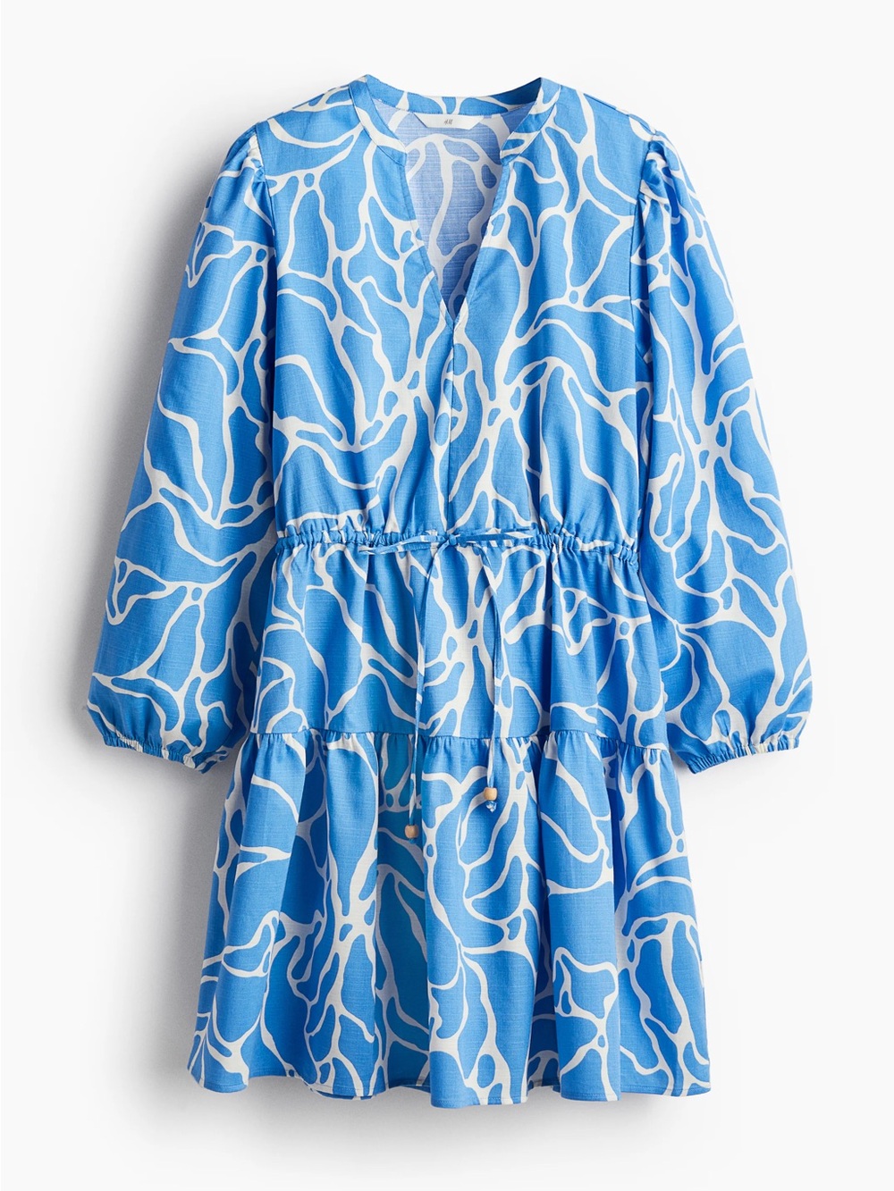 H&M Blue and White Printed Mini Dress